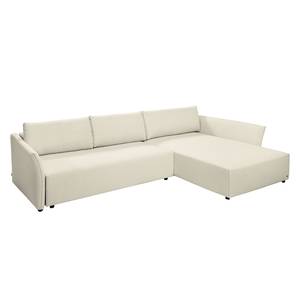 Ecksofa Wings Style (mit Schlaffunktion) - Webstoff - Beige - Longchair davorstehend rechts - Ohne Kissen