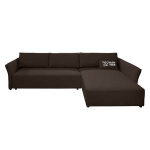 Ecksofa Wings Style (mit Schlaffunktion) - Webstoff - Braun - Longchair davorstehend rechts - 1 Kissen