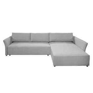 Ecksofa Wings Style (mit Schlaffunktion) - Webstoff - Grau - Longchair davorstehend rechts - Ohne Kissen