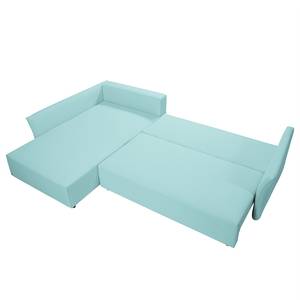 Ecksofa Wings Style (mit Schlaffunktion) - Webstoff - Himmelblau - Longchair davorstehend links - 1 Kissen