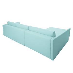 Ecksofa Wings Style (mit Schlaffunktion) - Webstoff - Himmelblau - Longchair davorstehend links - 1 Kissen