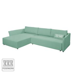 Ecksofa Wings Style (mit Schlaffunktion) - Webstoff - Mint - Longchair davorstehend links - 1 Kissen