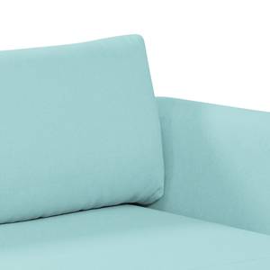 Canapé d'angle Wings Style (convertible) Tissu structuré - Bleu ciel - Méridienne courte à droite (vue de face) - 1 coussin