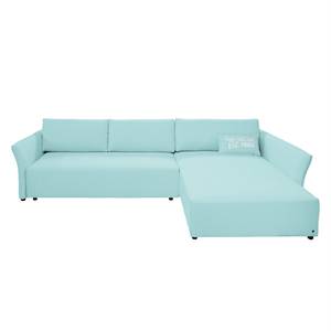 Ecksofa Wings Style (mit Schlaffunktion) - Webstoff - Himmelblau - Longchair davorstehend rechts - 1 Kissen