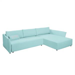 Ecksofa Wings Style (mit Schlaffunktion) - Webstoff - Himmelblau - Longchair davorstehend rechts - 1 Kissen