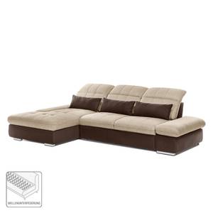 Ecksofa Wonder Microfaser / Webstoff Braun / Cappuccino - Ottomane davorstehend links