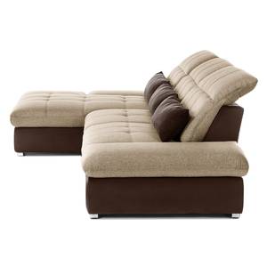 Ecksofa Wonder Microfaser / Webstoff Braun / Cappuccino - Ottomane davorstehend links