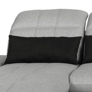 Canapé d'angle Wonder Microfibre / Tissu - Noir / Gris clair - Méridienne longue à gauche (vue de face)