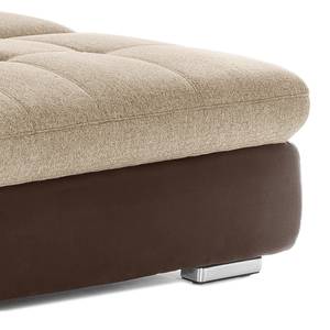 Ecksofa Wonder Microfaser / Webstoff Braun / Cappuccino - Ottomane davorstehend rechts