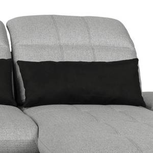 Canapé d'angle Wonder Microfibre / Tissu - Noir / Gris clair - Méridienne longue à droite (vue de face)