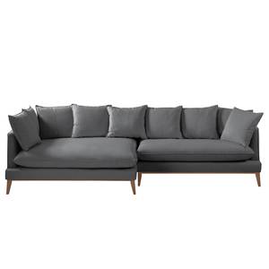 Ecksofa XL Lavina Webstoff Stoff Moretey: Grau - Ottomane davorstehend links