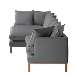 Ecksofa XL Lavina Webstoff Stoff Moretey: Grau - Ottomane davorstehend links