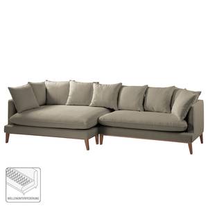 Ecksofa XL Lavina Webstoff Stoff Moretey: Cappuccino - Ottomane davorstehend links