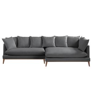 Ecksofa XL Lavina Webstoff Stoff Moretey: Grau - Ottomane davorstehend rechts