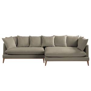 Ecksofa XL Lavina Webstoff Stoff Moretey: Cappuccino - Ottomane davorstehend rechts