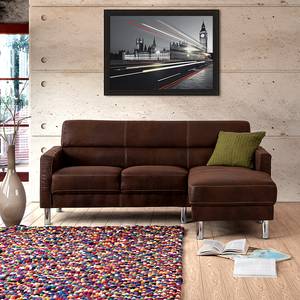 Ecksofa Zambia Antiklederoptik Mocca Longchair beidseitig montierbar