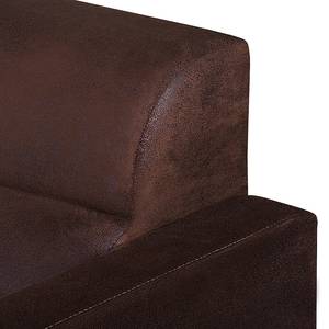 Ecksofa Zambia Antiklederoptik Mocca - Longchair beidseitig montierbar