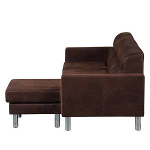 Ecksofa Zambia Antiklederoptik Mocca - Longchair beidseitig montierbar