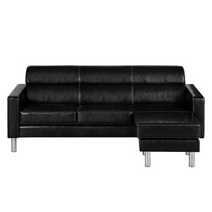 Ecksofa Zambia Kunstleder Schwarz - Longchair beidseitig montierbar