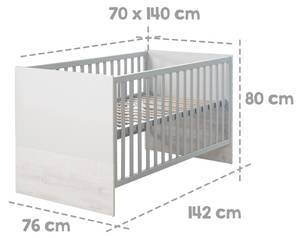 Set de chambre bébé Maren II 3 pcs Gris - Bois manufacturé