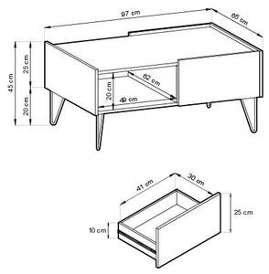 Table basse HARMONY CT97 Noir - Bois manufacturé - Matière plastique - 97 x 45 x 65 cm