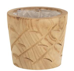 Cache-pot en bois naturel avec encoches Braun - Holzart/Dekor - Holz teilmassiv - 20 x 17 x 20 cm