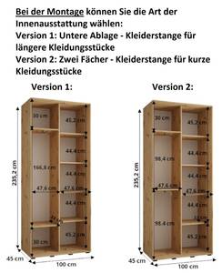 SCHWEBETÜRENSCHRANK LANKO 1 Schwarz - Eiche Dekor - 100 x 45 cm - 2 Türen