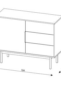 Sideboard Kreta Schwarz - 104 x 82 cm