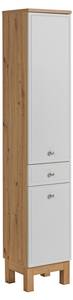 Armoire haute SAMOA HC35 2D1D Blanc - Bois manufacturé - Matière plastique - 35 x 186 x 33 cm