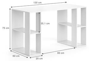 Schreibtisch Arian Weiß Weiß - Holzwerkstoff - 130 x 75 x 60 cm
