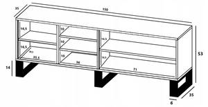 Tv-Lowboard APOLLO Graphit - Eiche Wotan Dekor