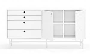 Buffet design Punto Blanc - En partie en bois massif - 150 x 77 x 47 cm