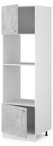 Meuble micro-ondes R-Line 60cm Imitation béton - Blanc