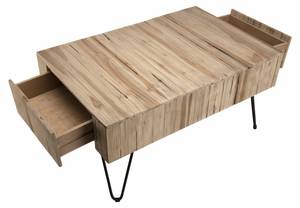 Table basse 2 tiroirs Beige - Bois massif - 60 x 45 x 90 cm