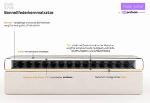 Jugendbett Boxspringbett Beti Creme - Breite: 90 cm - H2