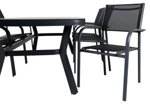 Virya Ensemble table et chaises de Noir - Métal - 100 x 74 x 200 cm