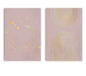 Goldene Mond Echtes Gold Poster Set Papier - 70 x 50 x 70 cm