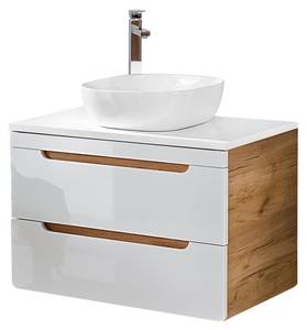 Unterschrank 80cm mit 50cm Becken Weiß - Holzwerkstoff - 81 x 77 x 48 cm