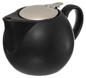 Teekanne mit Sieb 750 ml weiß Schwarz - Keramik - 12 x 11 x 18 cm