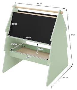 Kreidetafel Doppelseitig aus Holz Beige - Holzwerkstoff - 60 x 80 x 68 cm