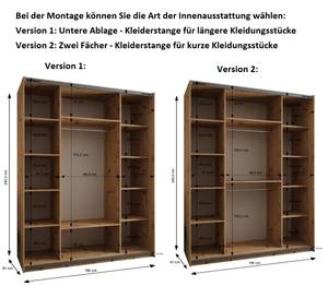 SCHWEBETÜRENSCHRANK LUX Beige - Schwarz - Breite: 190 cm