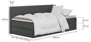 Boxspringbett MITTO CONTI SOLO Dunkelgrau - Breite: 90 cm - H3