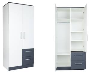 Kleiderschrank Kent 20 WA Grau - Weiß - Holzwerkstoff - Kunststoff - 90 x 201 x 54 cm