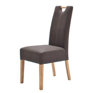 Chaises rembourrées Alessia (lot de 2) Imitation cuir - Marron / Chêne