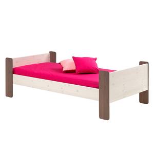 Letto singolo steens for kids legno massello di pino white wash/pietra