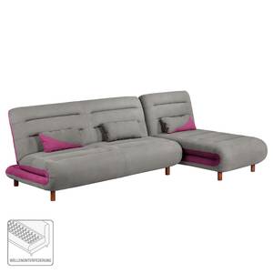 Ecksofa Energy (beidseitig montierbar) Webstoff - Grau / Beere