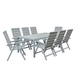 Ensemble de jardin Kudo I (9 éléments) Polywood / Aluminium - Gris