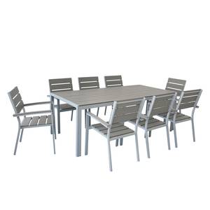 Eetgroep Kudo II (9-delige set) polywood/aluminium - grijs