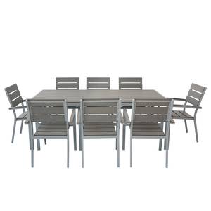 Ensemble de jardin Kudo II (9 éléments) Polywood / Aluminium - Gris