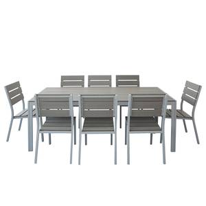 Eetgroep Kudo III (9-delige set) polywood/aluminium - grijs